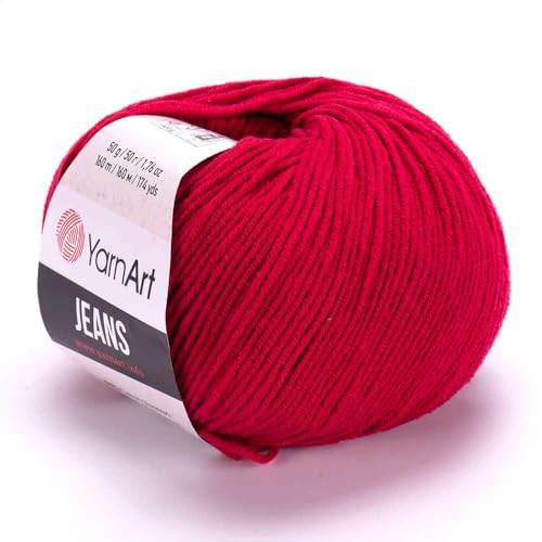 Yarn Art Jeans – Premium-Baumwollgarn zum Häkeln & Stricken – Vielzahl von Farben – ideal für Doppelstricken, Kammgewicht, Baby-Projekte, T-Shirt-Garn und mehr Farbe – 51 Pack – 10 Stück Yarn Art Jeans – Premium-Baumwollgarn zum Häkeln & Stricken – Vielzahl von Farben – ideal für Doppelstricken, Kammgewicht, Baby-Projekte, T-Shirt-Garn und mehr Farbe – 51 Pack – 10 Stück von Discount Fabrics LTD