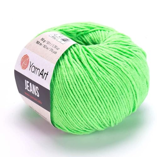 Yarn Art Jeans – Premium-Baumwollgarn zum Häkeln & Stricken – Vielzahl von Farben – ideal für Doppelstricken, Kammgewicht, Baby-Projekte, T-Shirt-Garn und mehr – Farbe – 60 Stück – 10 Stück Yarn Art Jeans – Premium-Baumwollgarn zum Häkeln & Stricken – Vielzahl von Farben – ideal für Doppelstricken, Kammgewicht, Baby-Projekte, T-Shirt-Garn und mehr – Farbe – 60 Stück – 10 Stück von Discount Fabrics LTD