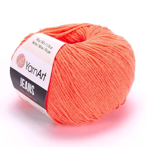 Yarn Art Jeans – Premium-Baumwollgarn zum Häkeln & Stricken – Vielzahl von Farben – ideal für Doppelstricken, Kammgewicht, Baby-Projekte, T-Shirt-Garn und mehr – Farbe – 61 Pack – 10 Stück Yarn Art Jeans – Premium-Baumwollgarn zum Häkeln & Stricken – Vielzahl von Farben – ideal für Doppelstricken, Kammgewicht, Baby-Projekte, T-Shirt-Garn und mehr – Farbe – 61 Pack – 10 Stück von Discount Fabrics LTD