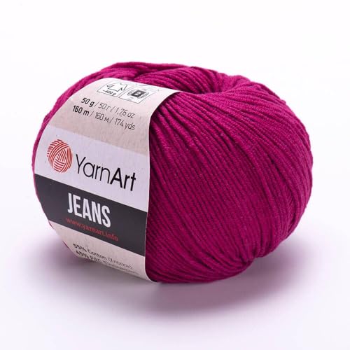 Yarn Art Jeans – Premium-Baumwollgarn zum Häkeln & Stricken – Vielzahl von Farben – ideal für Doppelstricken, Kammgewicht, Baby-Projekte, T-Shirt-Garn und mehr Farbe – 91 Pack – 10 Stück Yarn Art Jeans – Premium-Baumwollgarn zum Häkeln & Stricken – Vielzahl von Farben – ideal für Doppelstricken, Kammgewicht, Baby-Projekte, T-Shirt-Garn und mehr Farbe – 91 Pack – 10 Stück von Discount Fabrics LTD