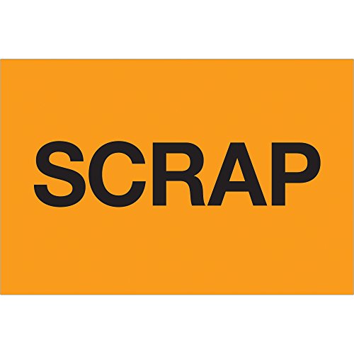 "Scrap" Etiketten/Aufkleber, 5,1 x 7,6 cm, fluoreszierendes Orange, 500 Etiketten pro Rolle (1 Rolle) von Discount Tag & Label