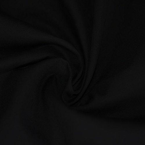 Einfarbiger Polycotton Stoff Poly Baumwoll Kleid Bastelmaterial 45 Zoll – 112 cm Breit 60+ Farben (Schwarz, 1/2 Meter) von Discover Direct