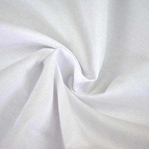 Einfarbiger Polycotton Stoff Poly Baumwoll Kleid Bastelmaterial 45 Zoll 112 cm Breit 60+ Farben (weiß, 1/2 Meter) von Discover Direct