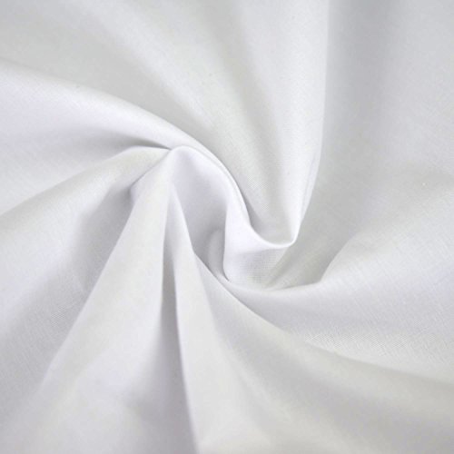 Einfarbiger Polycotton Stoff Poly Baumwoll Kleid Bastelmaterial 45 Zoll 112 cm Breit 60+ Farben (weiß, 1/2 Meter) von Discover Lifestyle & Fashion Fabrics