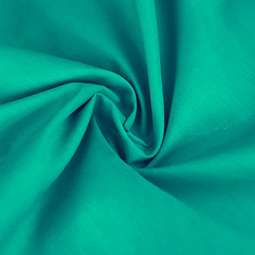 Einfarbiger Polycotton Stoff aus Poly Baumwollkleid Bastelmaterial 45 Zoll – 112 cm Breit 60+ Farben (Meergrün, 1/2 Meter) von Discover Direct