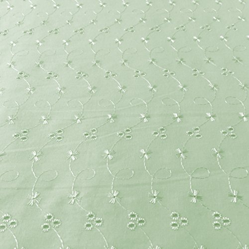 Mint Lochstickerei 3 Loch Polyester und Baumwolle Stoff Meterware 150 cm breit von Discover Direct