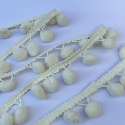 Bommelbälle, 10 mm, Bommel-Fransen, 10 mm, Pompon-Schrägband, Nähen, Handwerk, Kleiderdekoration, Meterware, cremefarben Bommelbälle, 10 mm, Bommel-Fransen, 10 mm, Pompon-Schrägband, Nähen, Handwerk, Kleiderdekoration, Meterware, cremefarben von Discover Lifestyle & Fashion Fabrics