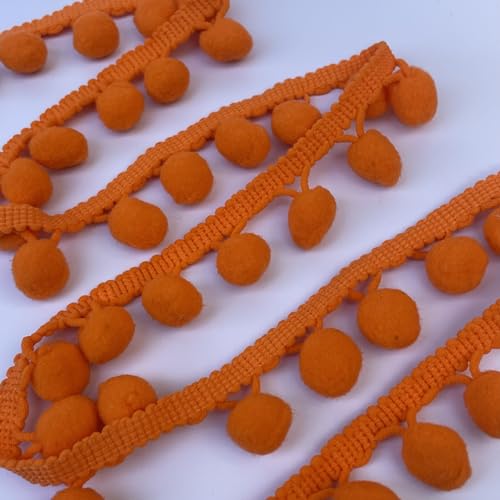 Bommelbälle, 10 mm, Bommel-Fransen, 10 mm, Pompon-Schrägband, Nähen, Handwerk, Kleiderdekoration, Meterware (Orange) von Discover Lifestyle & Fashion Fabrics