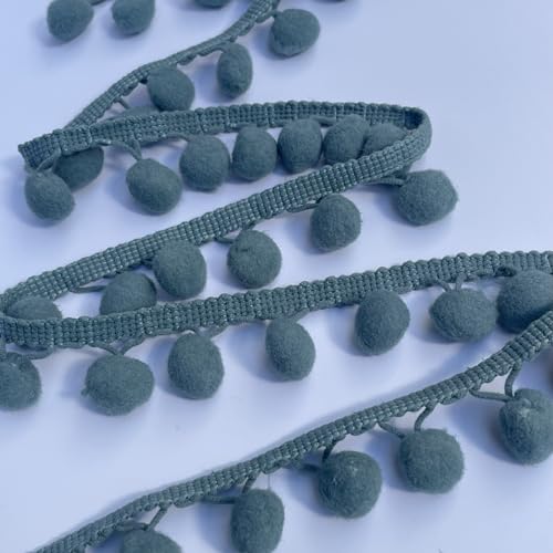 Bommelbälle, 10 mm, Bommel-Fransen, 10 mm, Pompon-Schrägband, Nähen, Handwerk, Kleiderdekoration, Meterware (Petrol) von Discover Lifestyle & Fashion Fabrics