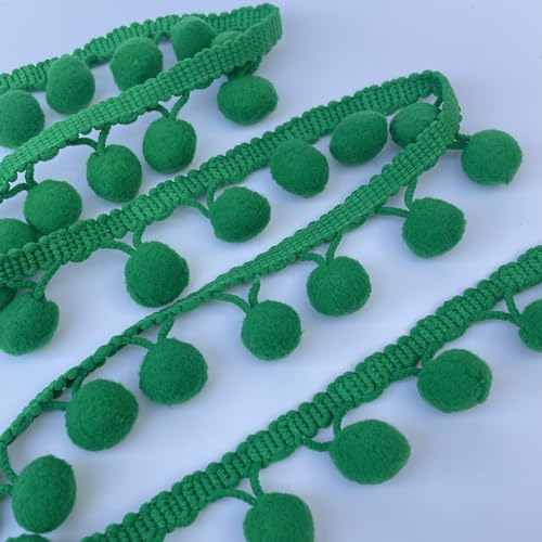 Bommelbälle, 10 mm, Bommel-Fransen, 10 mm, Pompon-Schrägband, Nähen, Handwerk, Kleiderdekoration, Meterware (Smaragdgrün) von Discover Lifestyle & Fashion Fabrics