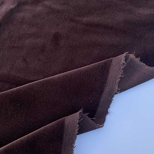 Einfarbiger 100% Baumwollsamt, superweicher Plüschflor, Kleidung, Heimdekoration, Polsterhintergrund, Tischdecke, Vorhänge, Stoffmaterial, 108 cm breit (pro halben Meter, Schokoladenbraun) von Discover Lifestyle & Fashion Fabrics