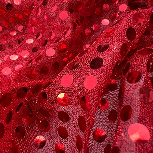 Gestrickter 3 mm Pailletten-Punkt, glitzernd, für Kostüme, Tanz, Display, Heimdekor, Stoffmaterial, 112 cm breit, Meterware (rot) von Discover Lifestyle & Fashion Fabrics