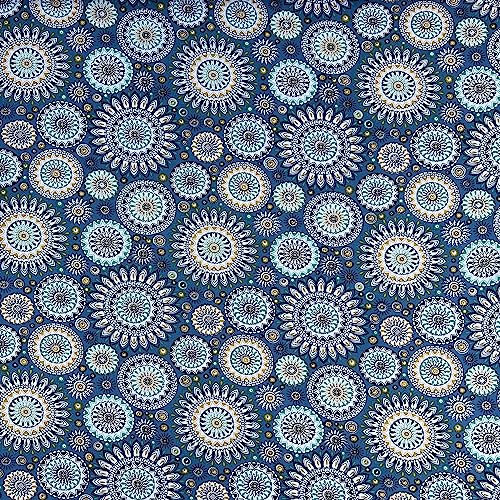 Iris Blumen Viskose Twill Challis bedruckte Sommerkleidung Kleid Blusen Vorhang Leichte seidige Haptik Stoff Material | 140 cm breit | Meterware (blauer Stahl) von Discover Lifestyle & Fashion Fabrics