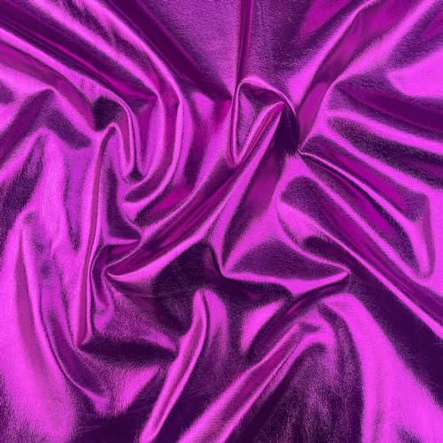 Metallic-Folienstoff, 4-Wege-Stretch, Poly-Spandex, einfarbig, glänzend, Tanzbekleidung, Sportbekleidung, Stoff, 150 cm breit (pro halber Meter, lila) von Discover Lifestyle & Fashion Fabrics