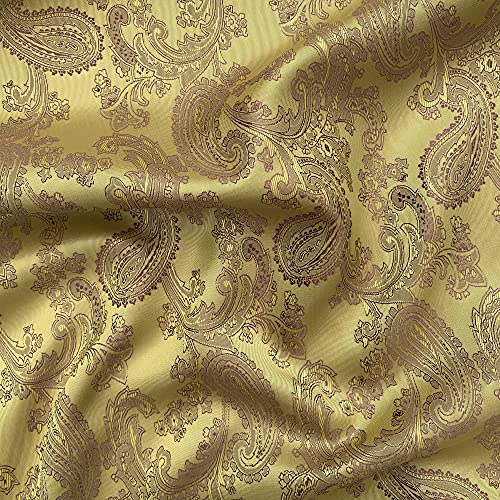 Paisleymuster, Jacquard-Poly-Viskose, gewebt, Polsterstoff, Kleiderfutter, Drapierstoff, Material | 150 cm breit (pro halber Meter, Gold/Braun) von Discover Lifestyle & Fashion Fabrics