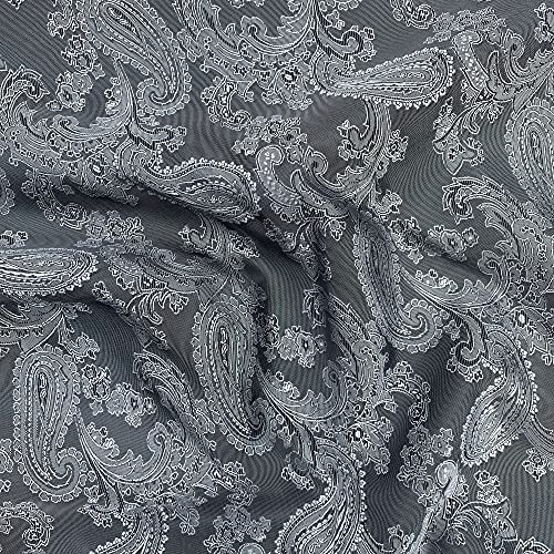 Paisleymuster, Jacquard-Polyviskose, gewebter Polsterstoff, Kleiderfutter, Drapierstoff, Material | 150 cm breit (pro halber Meter, grau/weiß) von Discover Lifestyle & Fashion Fabrics