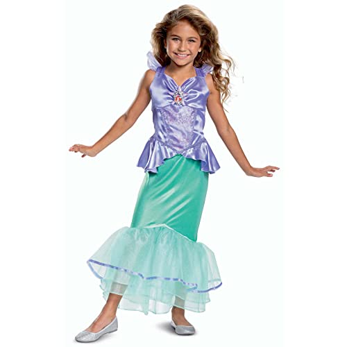 Disney Offizielles Arielle Kostüm Mädchen, Meerjungfrau Kostüm Mädchen Prinzessin Ariel Kleid, Karneval Kostüm Kinder Meerjungfrauen Faschingskostum Geburstag Princess Mermaid Costume Kids Größ L von Disguise