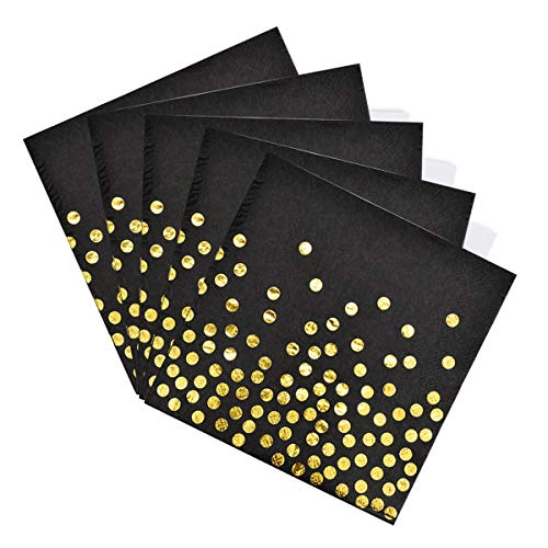 Disino 50 Stück Servietten Schwarz Gold für Party, 33 X 33 cm Servietten Papier Biologisch Abbauba für Birthday Party, Hochzeit, Weihnachten, Neujahr Disino 50 Stück Servietten Schwarz Gold für Party, 33 X 33 cm Servietten Papier Biologisch Abbauba für Birthday Party, Hochzeit, Weihnachten, Neujahr von Disino