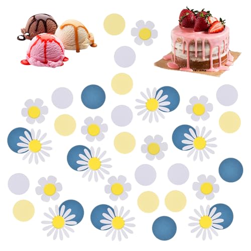 Disnace 100 Stück Daisy Flower Confetti, Sonnenblumen Papierkonfetti, Konfetti Streudeko, Confetti Geburtstag Tischdeko, Gänseblümchen Papierkonfetti Konfetti, Geburtstag Babyparty Deko (Blau) von Disnace