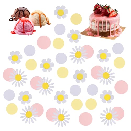 Disnace 100 Stück Daisy Flower Confetti, Sonnenblumen Papierkonfetti, Konfetti Streudeko, Confetti Geburtstag Tischdeko, Gänseblümchen Papierkonfetti Konfetti, Geburtstag Babyparty Deko (Pink) von Disnace