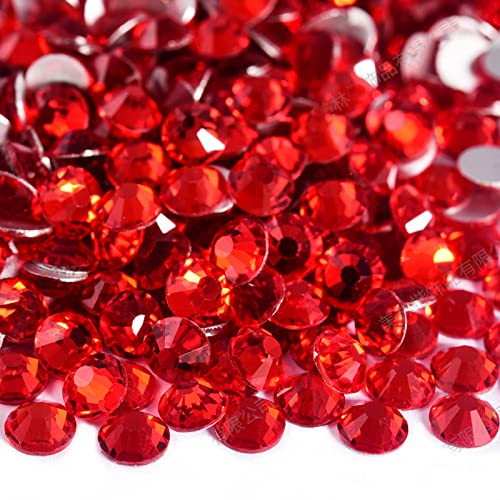 Disnace 1440 Stück Strasssteine mit Flacher Rückseite brauchen Kleber, 3mm Kristall Rhinestone Strasssteine, Runde Kristalle Edelsteine Glassteine für Nägel Dekoration Kleidung Schuhe (Hellrot) von Disnace