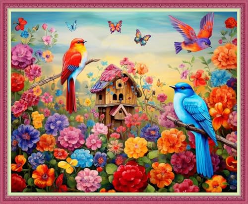 Disnesart Kreuzstich-Stickerei-Set, 11-fädig, Baumwollgarn, bedruckt, DIY-Nadelspitzen-Kits, Bastelset, Kreuzstich, geprägte Sets, Blume, Vogel, Zuhause, 40,6 x 50,8 cm Disnesart Kreuzstich-Stickerei-Set, 11-fädig, Baumwollgarn, bedruckt, DIY-Nadelspitzen-Kits, Bastelset, Kreuzstich, geprägte Sets, Blume, Vogel, Zuhause, 40,6 x 50,8 cm von Disnesart