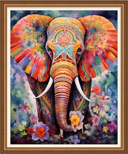 Disnesart Kreuzstich-Stickset, Vollstickset, DIY, 11-fädiges Baumwollgarn, bedruckt, DIY-Nadelspitzen-Kits, Bastelset, Kreuzstich, geprägte Sets, bunter Elefant, 40,6 x 50,8 cm Disnesart Kreuzstich-Stickset, Vollstickset, DIY, 11-fädiges Baumwollgarn, bedruckt, DIY-Nadelspitzen-Kits, Bastelset, Kreuzstich, geprägte Sets, bunter Elefant, 40,6 x 50,8 cm von Disnesart