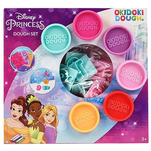 Disney Princess - Okidoki Dough Knete Set mit Zubehör - Knetset Modelliermasse - Kinderknete (6 x 50 Gramm) von Disney Princess