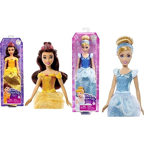 Disney Princess Spielzeug, bewegliche Belle-Modepuppe mit glitzernder Kleidung und Accessoires & Cinderella - Bewegliche Puppe mit glitzerndem Outfit Disney Princess Spielzeug, bewegliche Belle-Modepuppe mit glitzernder Kleidung und Accessoires & Cinderella - Bewegliche Puppe mit glitzerndem Outfit von Disney Princess