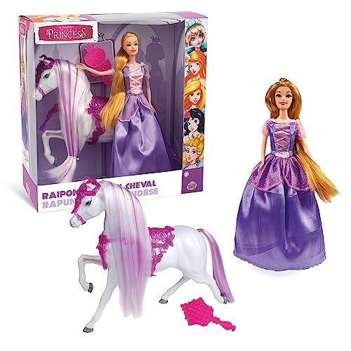 Fairytale Princess, Puppe 30 cm, mit Prinzessinnen-Kleidung, Pferd und Zubehör, Rapunzel, Spielzeug für Kinder ab 3 Jahren, Giochi Presziosi, FAT022 von Fairytale Princess