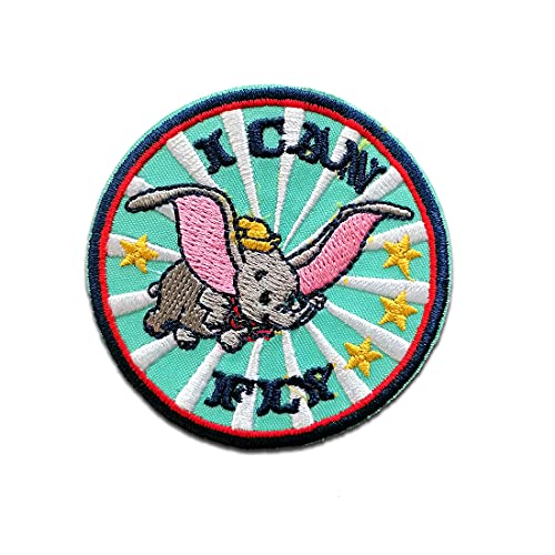 Disney © Dumbo I can fly Elefant Tier - Aufnäher, Bügelbild, Aufbügler, Applikationen, Patches, Flicken, zum aufbügeln, Größe: 5,9 x 5,9 cm von Disney