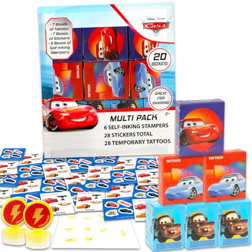 Disney Auto-Partygeschenke für 20 Gäste, 20 Stück, Lightning McQueen, Geschenkboxen mit Aufklebern, Tattoos und Stempeln für Kindergeburtstag, Auto-Partyzubehör und Dekorationen, Kombi-Pack Disney Auto-Partygeschenke für 20 Gäste, 20 Stück, Lightning McQueen, Geschenkboxen mit Aufklebern, Tattoos und Stempeln für Kindergeburtstag, Auto-Partyzubehör und Dekorationen, Kombi-Pack von Disney
