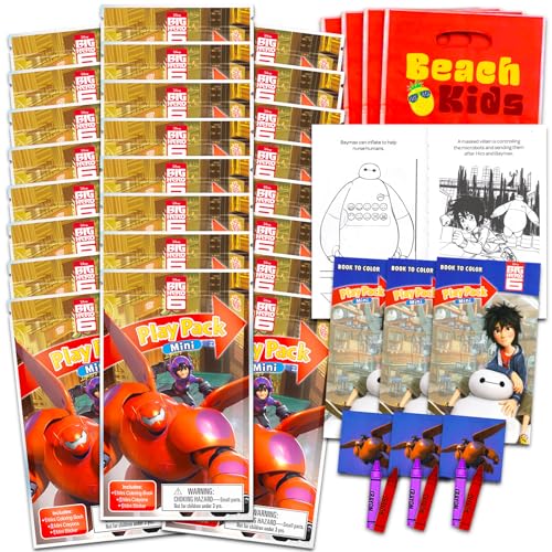 Disney Big Hero 6 Mini-Partygeschenk-Set für Kinder – Paket mit 24 Mini-Baymax-Spielpackungen mit Malseiten, Aufklebern und mehr (Big Hero 6 Geburtstagspartyzubehör) von Disney