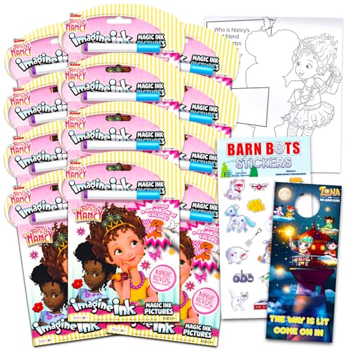 Disney Fancy Nancy Imagine Ink Malbuch-Set für Kinder – 12 Stück No-Mess Magic Ink Fancy Nancy Malbücher mit Scheunen-Bots-Aufklebern und Türhänger (Fancy Nancy Supplies Party Favors Bundle) von Disney