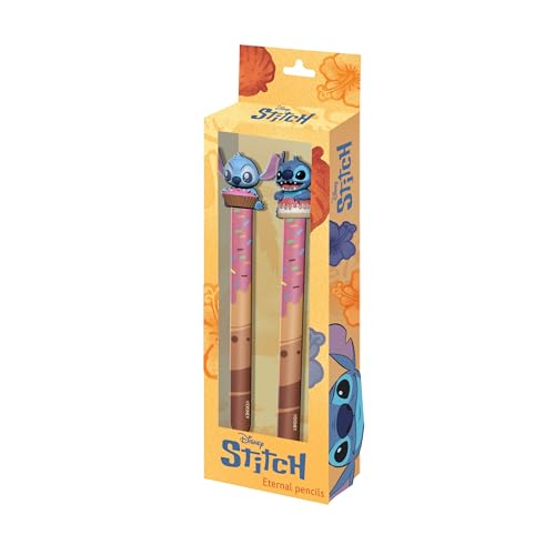 Disney Lilo und Stitch Mix-Set mit 2 Ewigen Bleistiften, Gelb, 9,5 x 23 cm von Disney