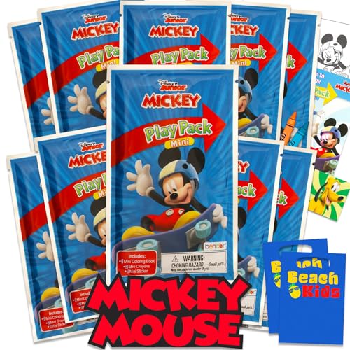 Disney Mickey Mouse Mini-Partygeschenk-Set, Set mit 8 Mickey und Friends Spielpackungen, Mini-Malbüchern, Aufklebern und Geschenktüten (Mickey Geburtstagsparty-Zubehör, Dekorationen) von Disney