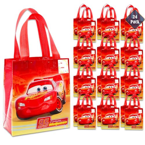 Disney Partygeschenktüten-Set mit Autos, 24 Stück, Disney Cars, Partytüten für Kinder, Großpackung, wiederverwendbare Tragetaschen (Lightning McQueen-Geburtstagsparty-Zubehör) von Disney