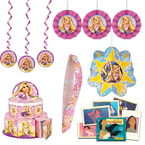 Disney Rapunzel Partydekorationsset mit Rapunzel-Anhängern, Partygeschenkbox, Mittelstück und mehr, Geburtstagsdekoration mit Disney Prinzessinnen-Aufklebern (Prinzessinnen-Partyzubehör) von Disney