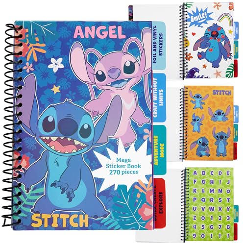 Disney Stitch Stickerbuch Mädchen, Teenager Sticker Album mit 28 Stickerbögen, 250+ Sticker, Sticker Buch Scrapbook, Geschenke für Sie Disney Stitch Stickerbuch Mädchen, Teenager Sticker Album mit 28 Stickerbögen, 250+ Sticker, Sticker Buch Scrapbook, Geschenke für Sie von Disney