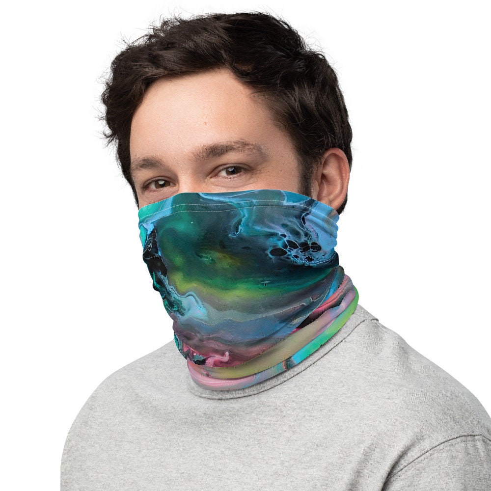 Halstuch, Gesichtsmasken, Stirnbänder, Halswärmer, Bandana, Einzigartiges Design, Armband, Abstrakt, Kunst, Blau, Grün, Rosa, Regenbogen Halstuch, Gesichtsmasken, Stirnbänder, Halswärmer, Bandana, Einzigartiges Design, Armband, Abstrakt, Kunst, Blau, Grün, Rosa, Regenbogen von DistortedRainbowsArt