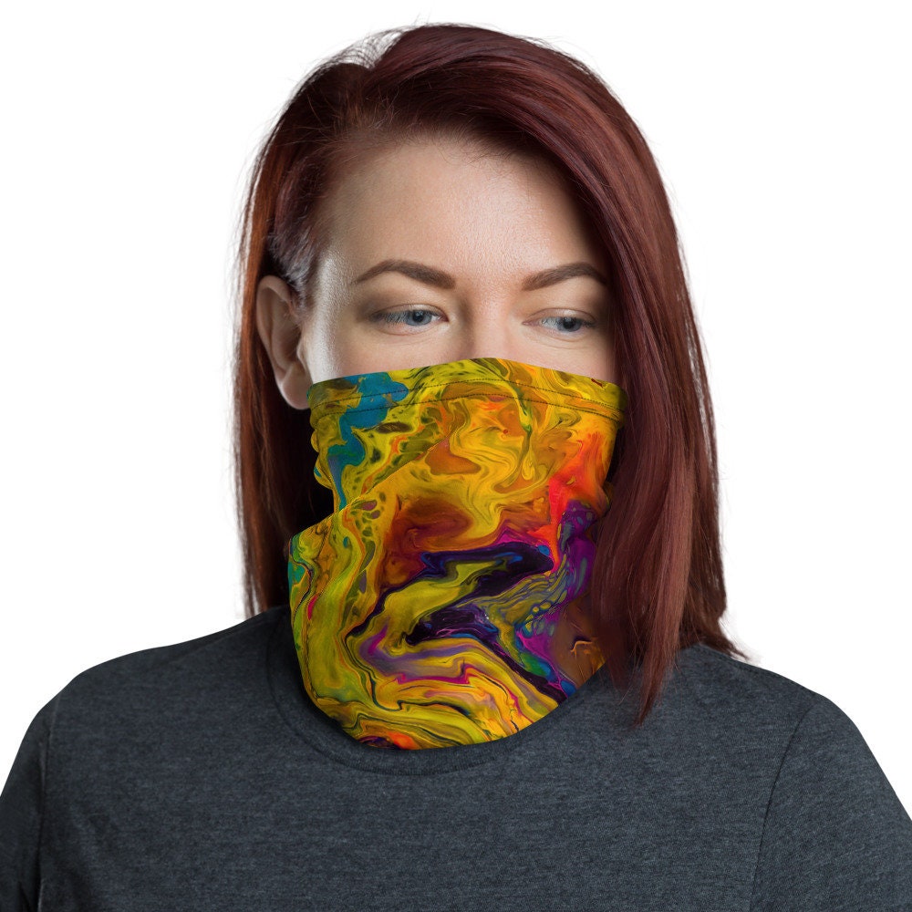 Halstuch, Gesichtsmasken, Stirnbänder, Halswärmer, Bandana, Einzigartiges Design, Armband, Abstrakt, Kunst, Blau, Lila, Grün, Gelb Halstuch, Gesichtsmasken, Stirnbänder, Halswärmer, Bandana, Einzigartiges Design, Armband, Abstrakt, Kunst, Blau, Lila, Grün, Gelb von DistortedRainbowsArt