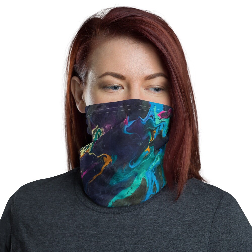 Halstuch, Gesichtsmasken, Stirnbänder, Halswärmer, Bandana, Einzigartiges Design, Armband, Abstrakt, Kunst, Blau, Rosa, Grün, Bunt Halstuch, Gesichtsmasken, Stirnbänder, Halswärmer, Bandana, Einzigartiges Design, Armband, Abstrakt, Kunst, Blau, Rosa, Grün, Bunt von DistortedRainbowsArt