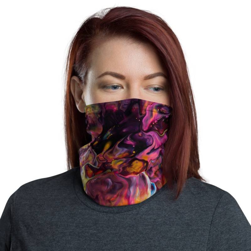 Halstuch, Gesichtsmasken, Stirnbänder, Halswärmer, Bandana, Einzigartiges Design, Armband, Abstrakt, Kunst, Rot, Lila, Pink, Orange von DistortedRainbowsArt