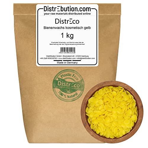 DistrEbution Bienenwachs Pastillen für Kosmetik und Kerzen 1 kg ökologisch nachhaltig von DistrEbution.com