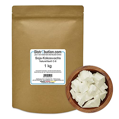 1 kg Soja-Kokoswachs - NatureWax® C-6, Kerzen selber machen, natürliches, weißes Wachs von DistrEbution.com