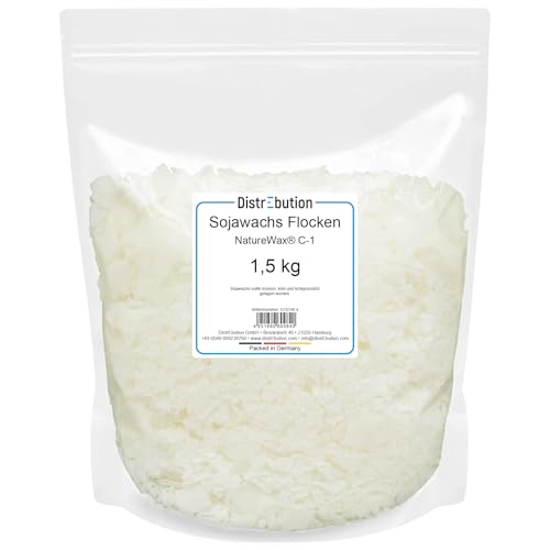 Sojawachs Flocken 1,5 kg NatureWax® C-1 Wachs zum Kerzen gießen Kerzenwachs von DistrEbution