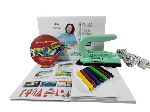 Ditac Fine Art Encaustic Einsteiger-Box mit Maleisen, Wachsfarben, Malkarten und Anleitung auf DVD, Coverfoto mit Monika Romer von Meyco