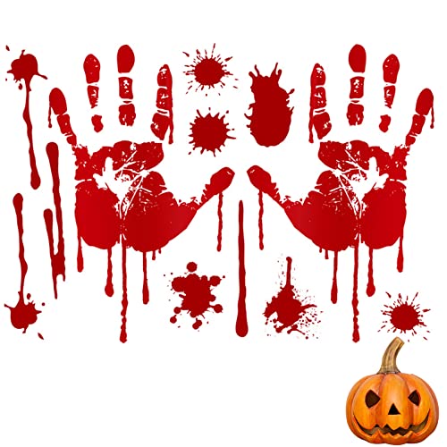 Halloween Sticker Aufkleber, Realistisch Wirkende Schaurig Blutige Hand Fuß Mit Blutflecken Fenster Sticker Für Halloween Dekorationen, Horror Deko Sticker Dekorationen von Ditanpu