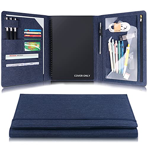 Trifold Cover für Rocketbook Fusion, Panda, Everlast, Briefgröße, Multi A4 Größe Notebook Case mit Stiftschlaufe, wasserdichter Stoff, Reißverschlusstasche, Visitenkartenhalter (blau) von Ditiord