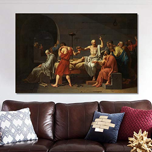 Der Tod von Sokrates Berühmtes Gemälde Leinwand Gemälde Poster und Drucke auf Leinwand Wandkunst Bild für Wohnzimmer Dekor 50x70cm Rahmenlos von Dittelle